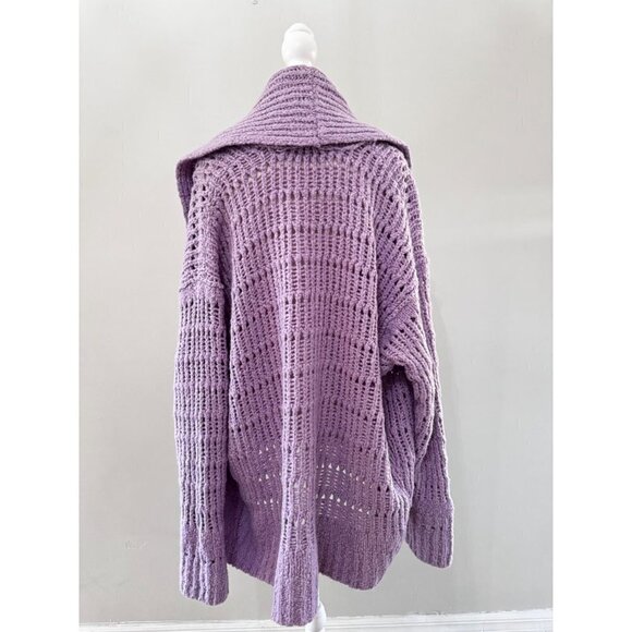 Free People lavender Serene Womens Ribbed Knit Long Sleeve Cardigan Sweater - Picture 3 of 7